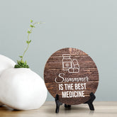 Signs ByLITA Circle Summer Is The Best Medicine Summer Table Sign (5x5")